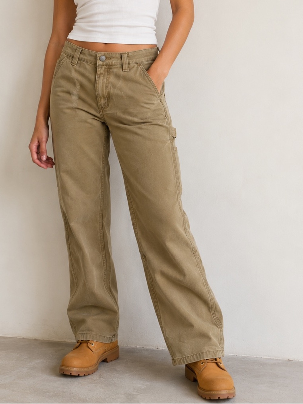 Carhartt Khaki Utility Work Pants Relaxed Fit Carpenter Style